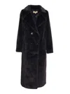 Michael Kors Black Double-breasted Coat In Blue