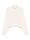 Michael Kors Cropped Beige Sweater With High Turtleneck In Neutral