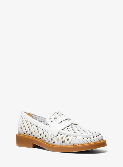 Michael Kors Eden Hand-woven Leather Loafer In White