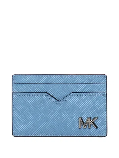 Michael Kors Edison Logo-plaque Card Holder In Blue