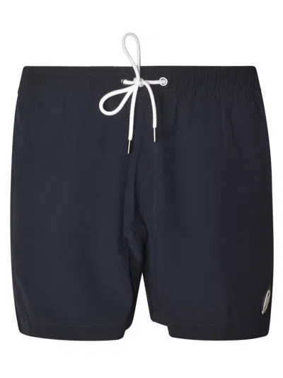 Michael Kors Elastic Drawstring Waist Logo Shorts In Blue