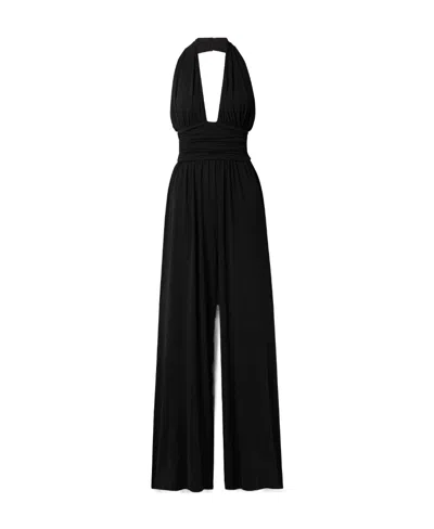 Michael Kors Elastic Neck-hanging Jumpsuit In Black