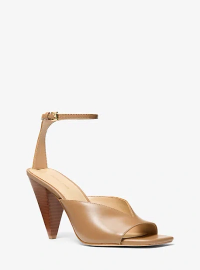 Michael Kors Electra Leather Sandal In Beige