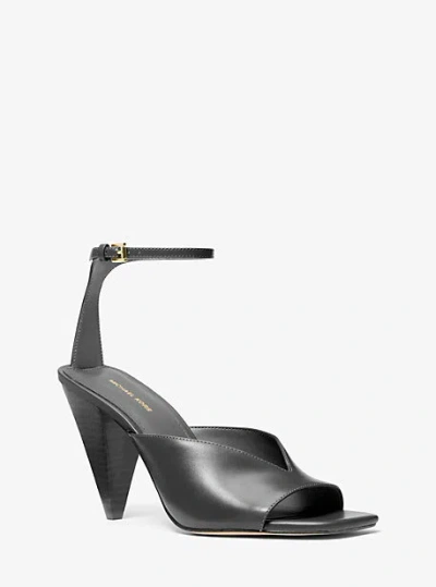 Michael Kors Electra Leather Sandal In Black