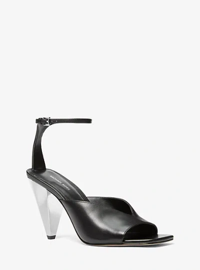 Michael Kors Electra Leather Sandal In Black