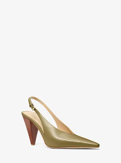 Michael Kors Electra Leather Slingback Pump In Green