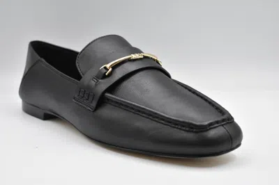 Michael Kors Elegant Black Leather Flat Shoes With Refined Lace Design