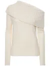 Michael Kors Elegant Sweater With Asymmetric Collar And Neckline In White