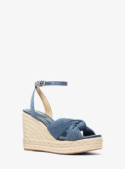 Michael Kors Elena Denim Wedge Sandal In Blue