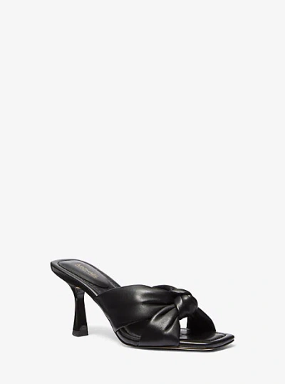 Michael Kors Elena Leather Sandal In Black