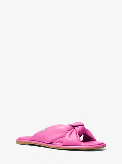 Michael Kors Elena Leather Slide Sandal In Pink