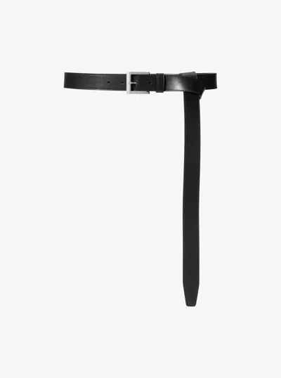 Michael Kors Elisabetta Leather Waist Belt In Black