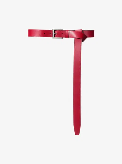 Michael Kors Elisabetta Leather Waist Belt In Red
