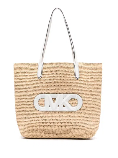 MICHAEL KORS ELIZA EXTRA-LARGE STRAW TOTE BAG WITH EMPIRE LOGO