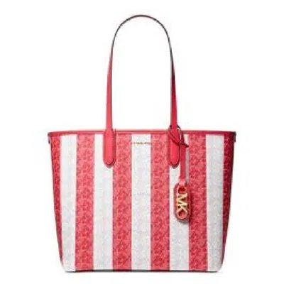 Michael Kors Eliza Large Striped Tote Bag In Burgundy