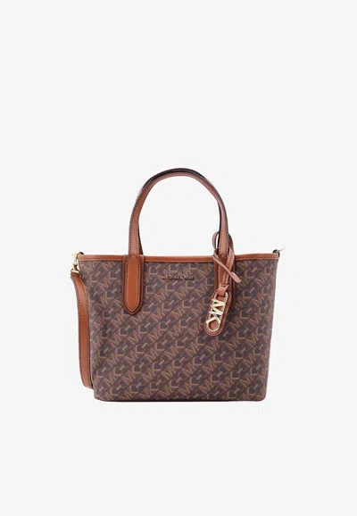 Michael Kors Eliza Monogram Tote Bag In Brown