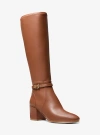 Michael Kors Ella Wide Calf Block Heel Boot In Brown