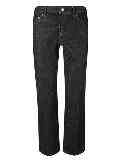 Michael Kors Studded Stretch Denim Cigarette Jeans In Black