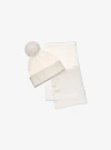 Michael Kors Embellished Knit Beanie Hat And Scarf Set In Neutral