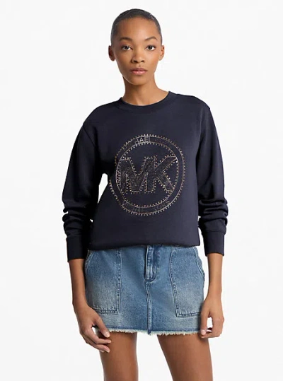 Michael Kors Embellished Logo Cotton Blend Sweatshirt In Red