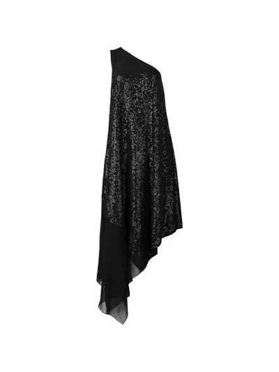 Michael Kors Embellished One-shoulder Dress In Black
