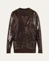 Michael Kors Embellished Sequin Oversized Cardigan In Chocolate