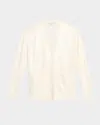 Michael Kors Embellished Sequin Oversized Cashmere Cardigan In White
