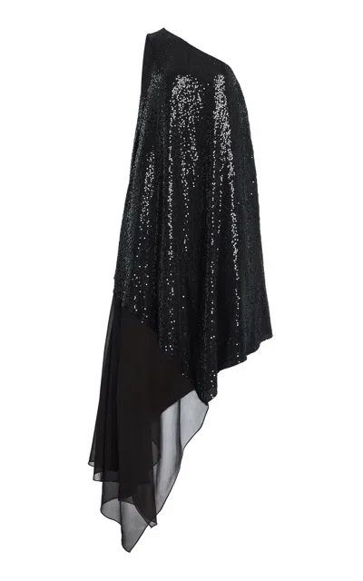 Michael Kors Embellished Silk Georgette Midi Dress In Black