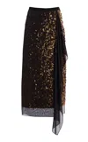 Michael Kors Embellished Silk Georgette Midi Skirt In Black
