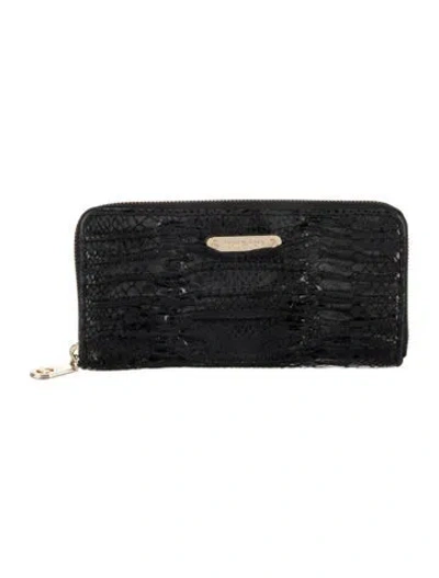 Pre-owned Michael Kors Embossed Leather Animal Print Continental Wallet In Black