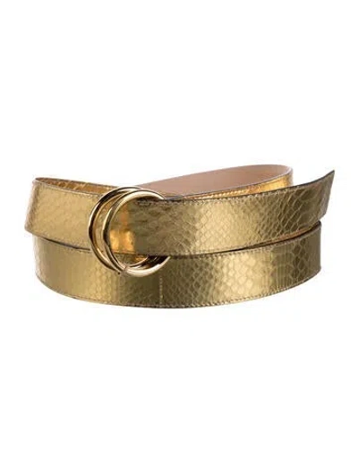 Pre-owned Michael Kors Embossed Leather Belt In Gold