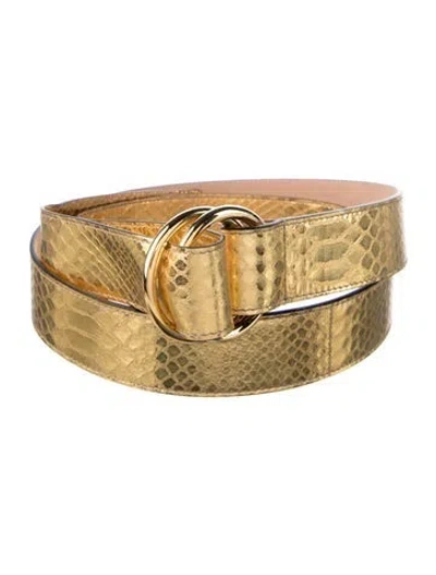 Pre-owned Michael Kors Embossed Leather Belt In Gold