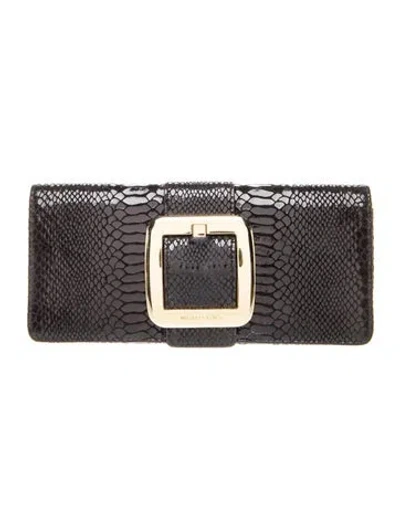 Pre-owned Michael Kors Embossed Leather Clutch In Black