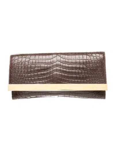 Pre-owned Michael Kors Embossed Leather Clutch In Brown