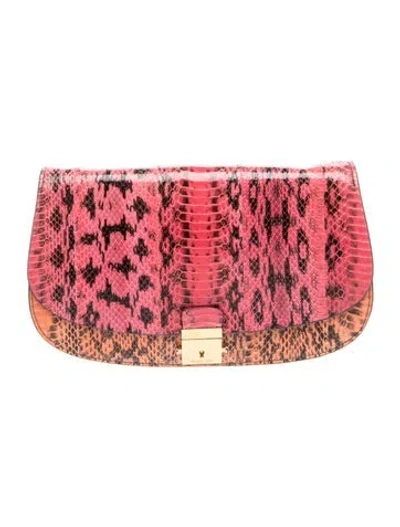 Pre-owned Michael Kors Embossed Leather Clutch In Pink