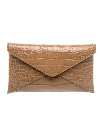 Pre-owned Michael Kors Embossed Leather Clutch W/ Tags In Brown