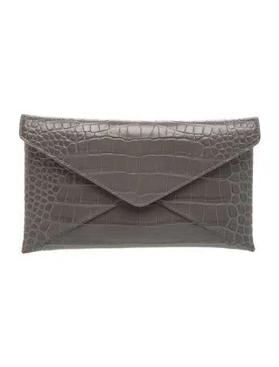 Pre-owned Michael Kors Embossed Leather Clutch W/ Tags In Gray