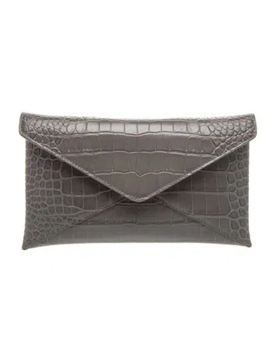 Pre-owned Michael Kors Embossed Leather Clutch W/ Tags In Gray