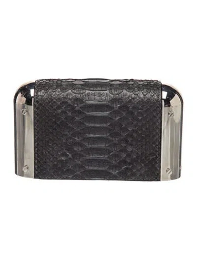 Pre-owned Michael Kors Embossed Leather Minaudière In Black