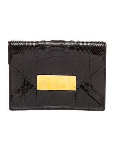 Pre-owned Michael Kors Embossed Leather Portfolio In Black