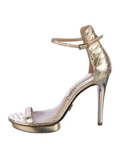 Pre-owned Michael Kors Embossed Leather Sandals In Multi