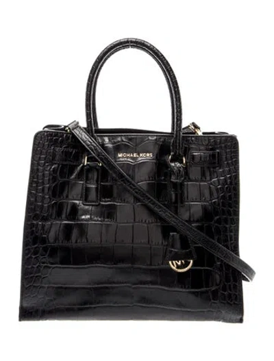 Pre-owned Michael Kors Embossed Leather Shoulder Bag In Black