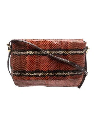 Pre-owned Michael Kors Embossed Leather Shoulder Bag In Brown