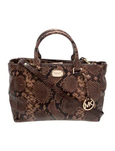 Pre-owned Michael Kors Embossed Leather Shoulder Bag In Multi