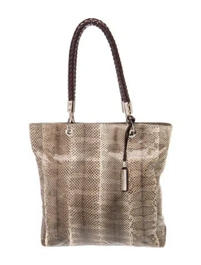 Pre-owned Michael Kors Embossed Leather Shoulder Bag In Silver