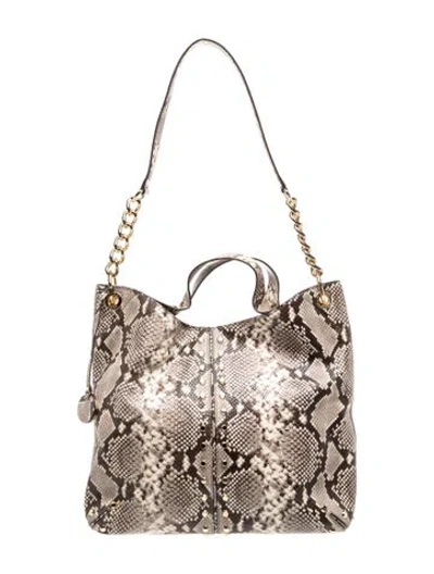 Pre-owned Michael Kors Embossed Leather Shoulder Bag W/ Tags In Gray