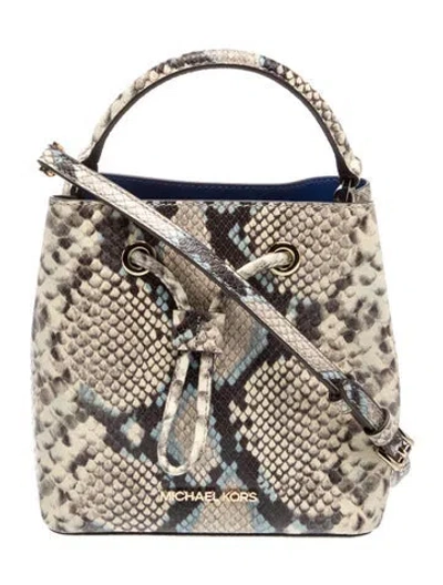 Pre-owned Michael Kors Embossed Leather Top Handle Bag In Neutral