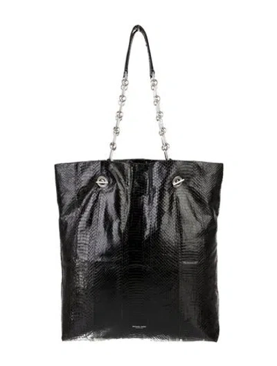 Pre-owned Michael Kors Embossed Leather Tote In Black