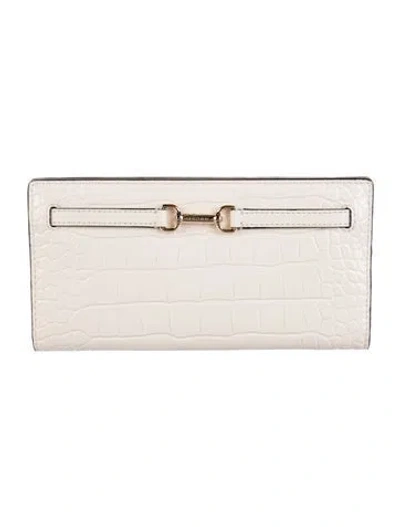 Pre-owned Michael Kors Embossed Leather Wallet W/ Tags In Neutrals