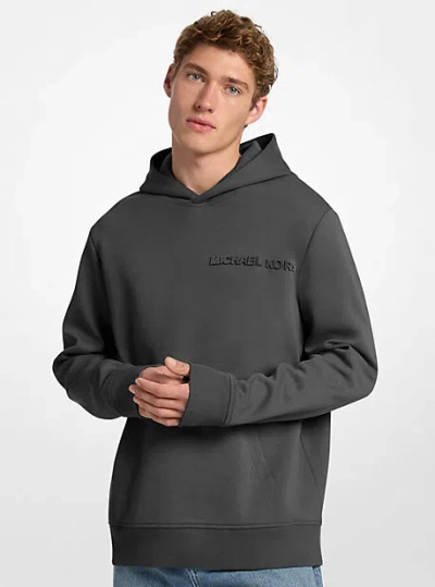 Michael Kors Embossed Logo Cotton Blend Hoodie In Black